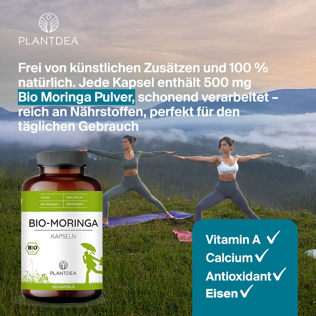 Bio Moringa Kapseln – 3000 mg Tagesdosis | Laborgeprüft | 100 % Natur