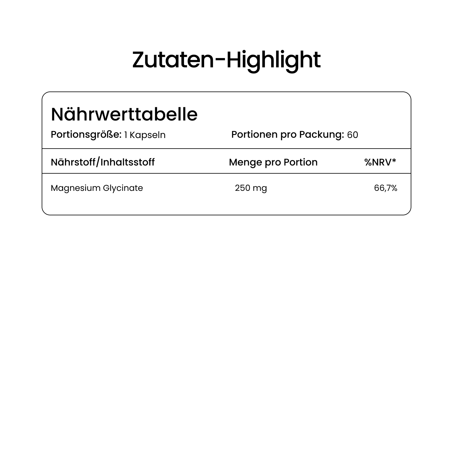 Magnesium Glycinat 250 mg – Hoch bioverfügbares Magnesium für tägliche Balance