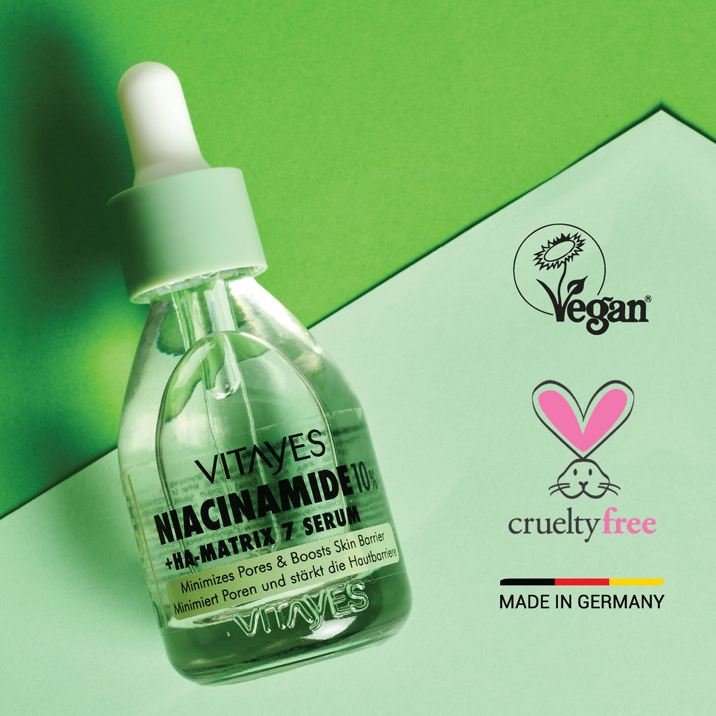 Niacinamide 10% + Hyaluronsäure Serum. Porenverfeinerung, Hautflecken-Reduktion & Feuchtigkeit 30 ml